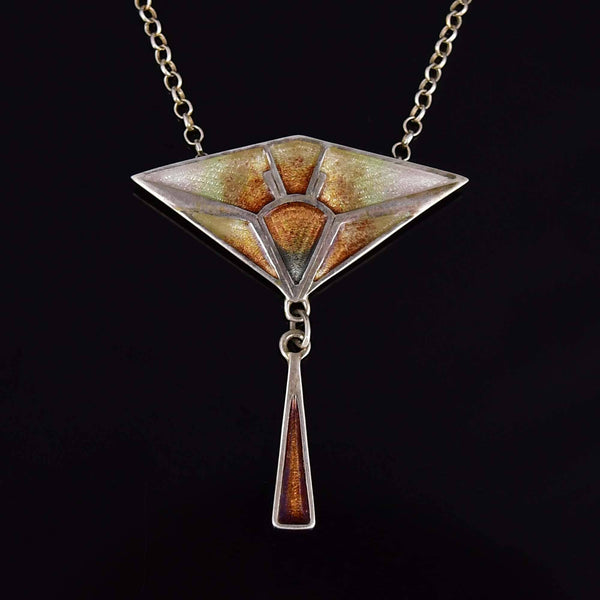 Pat Cheney Sterling Silver Enamel Geometric Necklace
