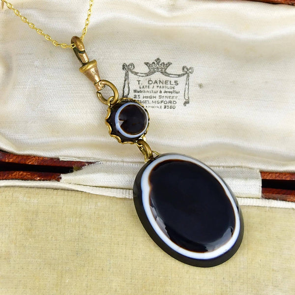 Antique Victorian Banded Bullseye Agate Pendant Fob - Boylerpf
