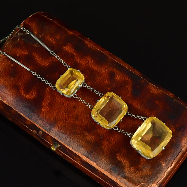 Art Deco Sterling Silver Citrine Necklace