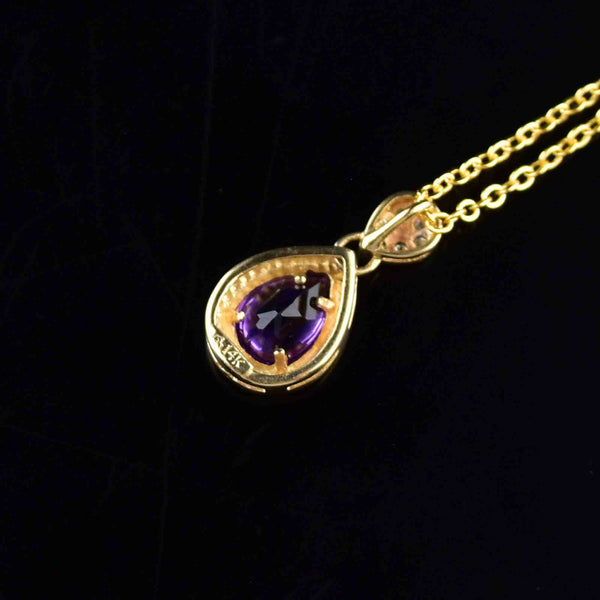 Vintage 14K Gold Diamond Amethyst Pendant Necklace - Boylerpf