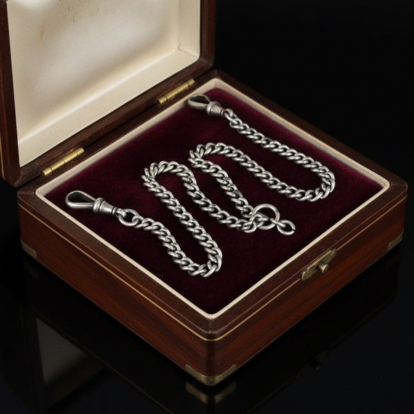 Antique Sterling Silver Edwardian Watch Chain Necklace