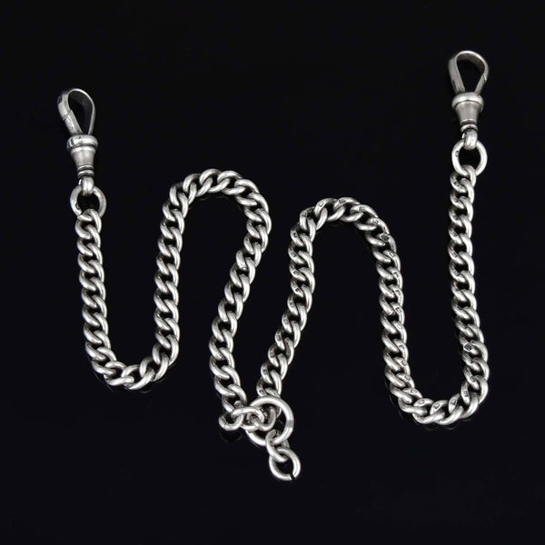 Antique Sterling Silver Edwardian Watch Chain Necklace