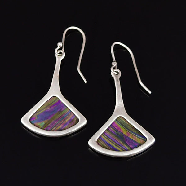 Vintage Pat Cheney John Ditchfield Stained Glass Earrings Sterling Silver