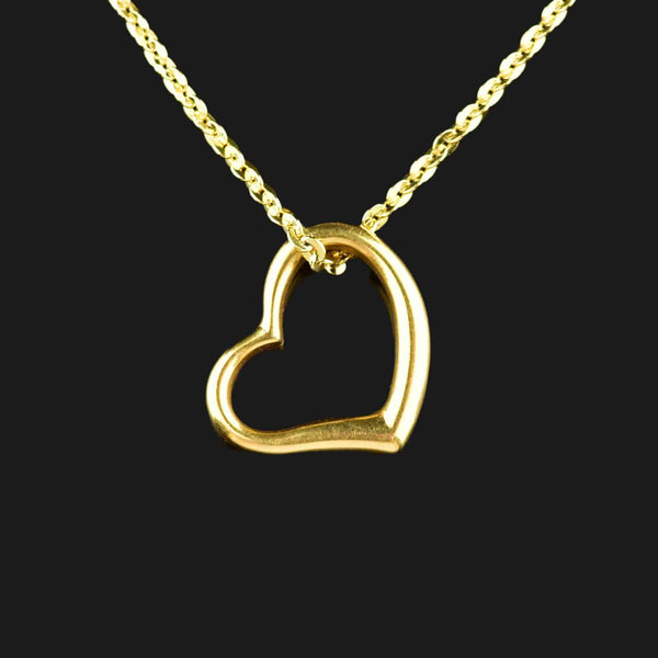 Vintage Solid 18K Gold Witches Heart Pendant Necklace - Boylerpf