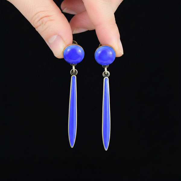 Vintage Enamel Silver David Andersen Norway Earrings - Boylerpf