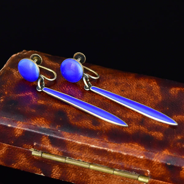 Vintage Enamel Silver David Andersen Norway Earrings - Boylerpf