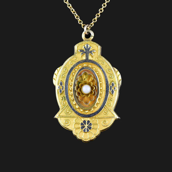 Antique Victorian Gold Filled Photo Locket Necklace - Boylerpf
