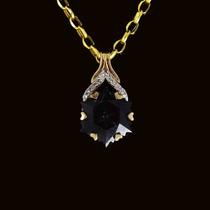 Gold Diamond Fancy Cut Star Blue Sapphire Pendant Necklace - Boylerpf