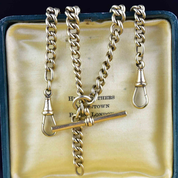 18ct gold double albert chain best sale