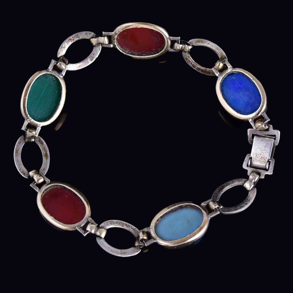 Vintage Egyptian Beetle Bug Gemstone Bracelet - Boylerpf