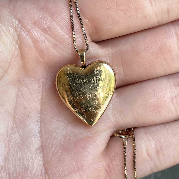 Vintage Engraved Gold Filled Heart Photo Locket - Boylerpf