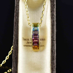 Vintage 14K Gold Multi Stone Pendant Necklace - Boylerpf
