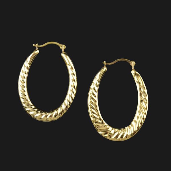 Large Scalloped Braid 10K Gold Hoop Earrings - Boylerpf