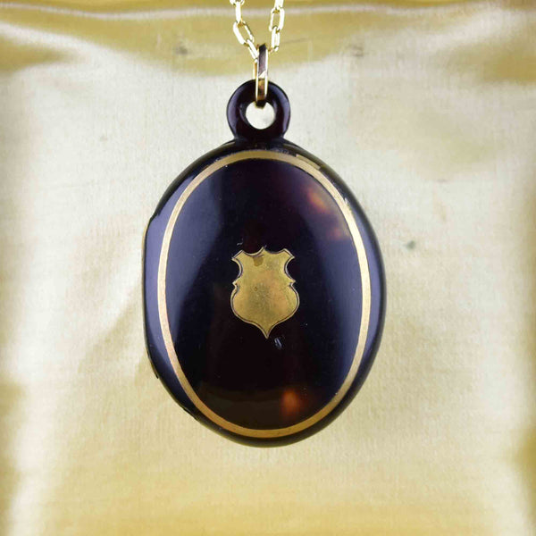 Antique Victorian Pique Locket Pendant Necklace - Boylerpf