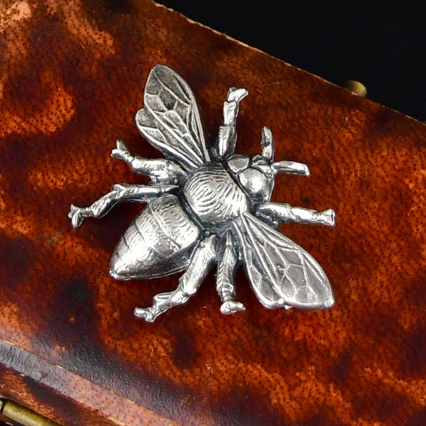 Vintage Sterling Silver Flying Bee Brooch