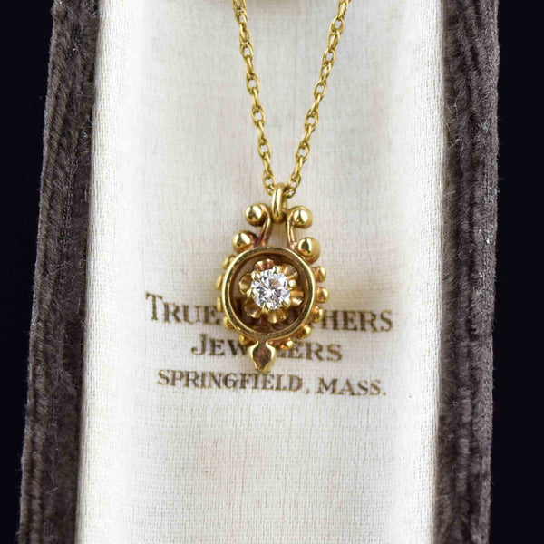 Vintage 14K Gold Buttercup Diamond Pendant Necklace - Boylerpf