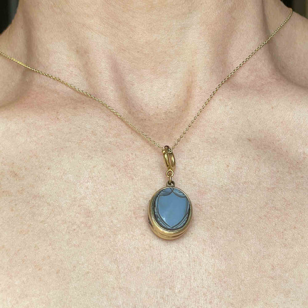 Victorian Bloodstone Scottish Agate Fob Locket Necklace - Boylerpf