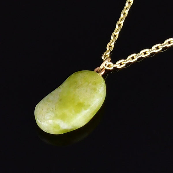 Vintage 9K Gold Iona Marble Lucky Bean Necklace