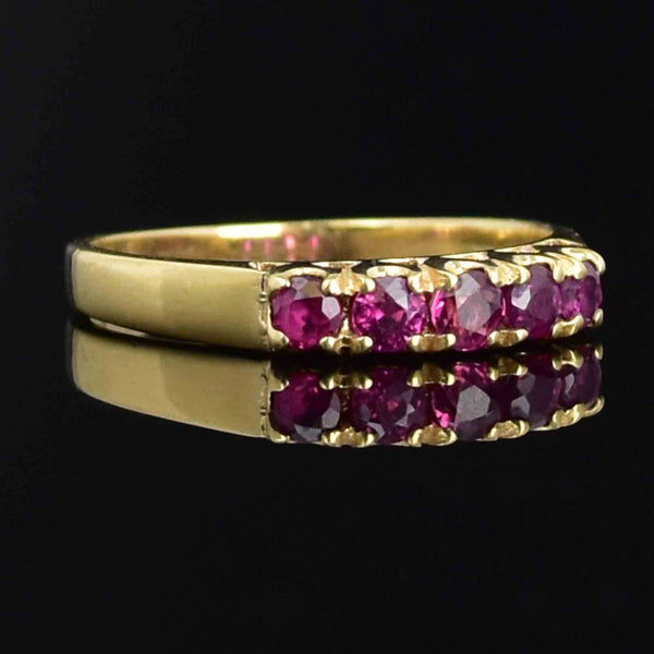 Vintage 18K Gold Ruby Five Stone Stacking Ring - Boylerpf