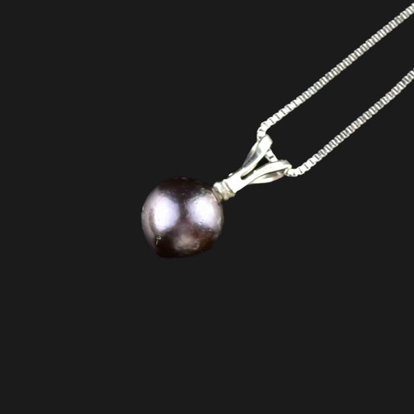 14K White Gold Diamond Black Pearl Pendant Necklace - Boylerpf