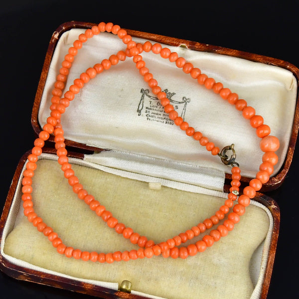Victorian Mediterranean Coral 18.5 Inch Single Strand Necklace - Boylerpf