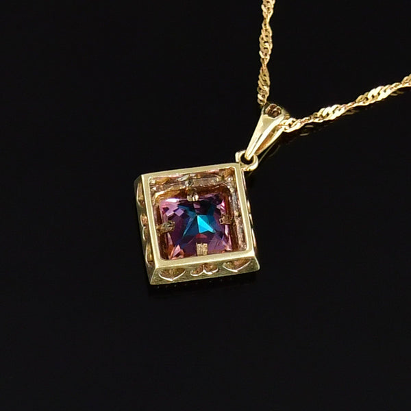 Gold Diamond Pink Tourmaline Heart Cutout Pendant Necklace - Boylerpf