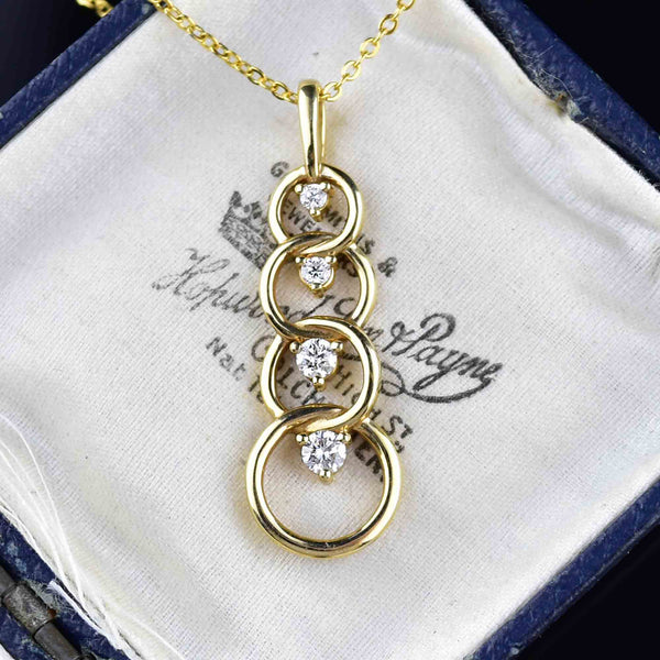 Vintage 14K Gold Diamond Circle Pendant Necklace - Boylerpf