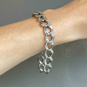 Sterling Silver Repousse Curb Link Bracelet - Boylerpf