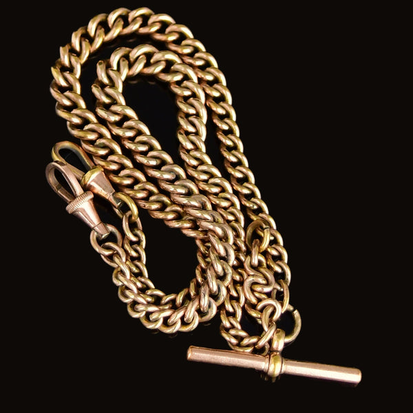 Antique Rolled Gold Graduated Double Albert Watch Chain Necklace - Boylerpf