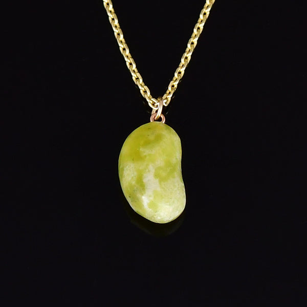 Vintage 9K Gold Iona Marble Lucky Bean Necklace