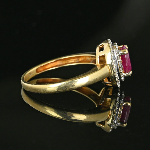 Vintage Double Diamond Halo Ruby Engagement Ring - Boylerpf