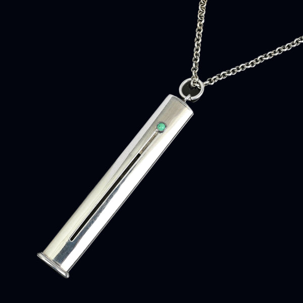 Antique Silver Propelling Pencil Holder Pendant, Turquoise Slider