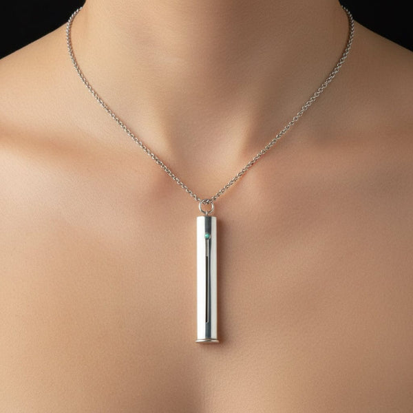 Antique Silver Propelling Pencil Holder Pendant, Turquoise Slider