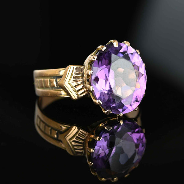 Antique Edwardian 14K Gold Amethyst Ring - Boylerpf