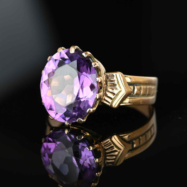 Antique Edwardian 14K Gold Amethyst Ring - Boylerpf