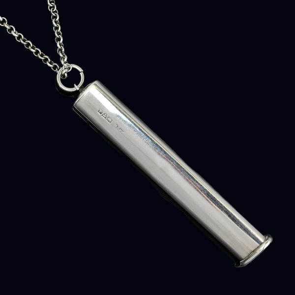 Antique Silver Propelling Pencil Holder Pendant, Turquoise Slider