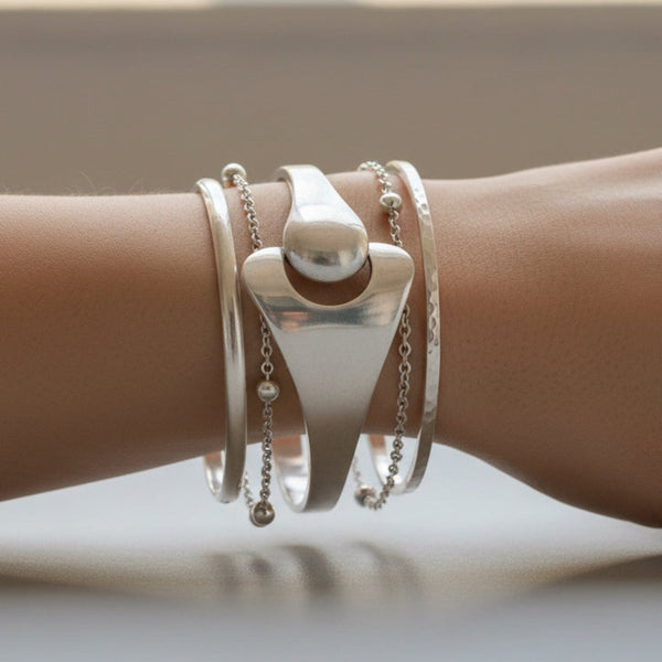 Georg Jensen Sterling Silver Puzzle Bangle Bracelet | Danish Modern - Boylerpf