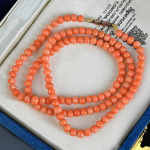 Victorian Mediterranean Salmon Coral Bead Necklace - Boylerpf