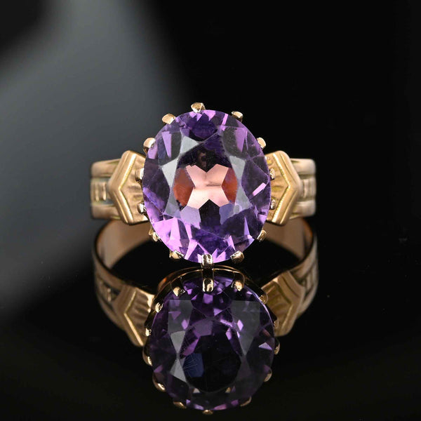 Antique Edwardian 14K Gold Amethyst Ring - Boylerpf