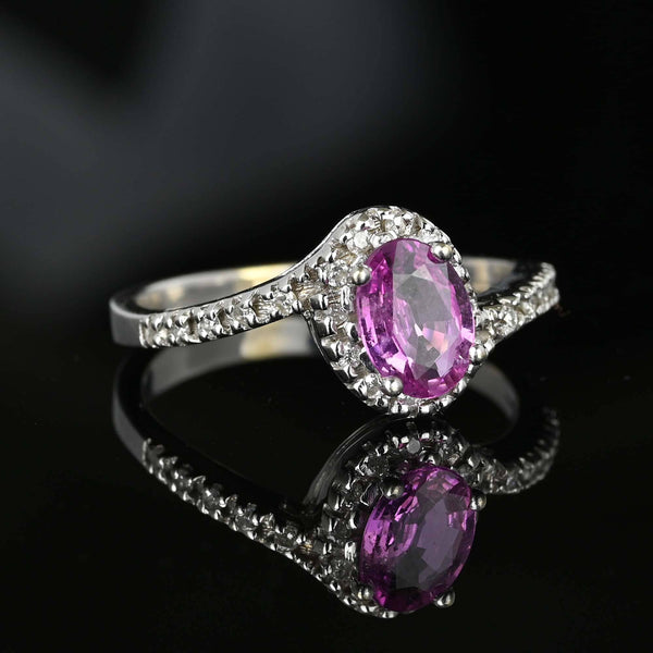 Fine Diamond Halo Bypass Pink Sapphire Ring - Boylerpf