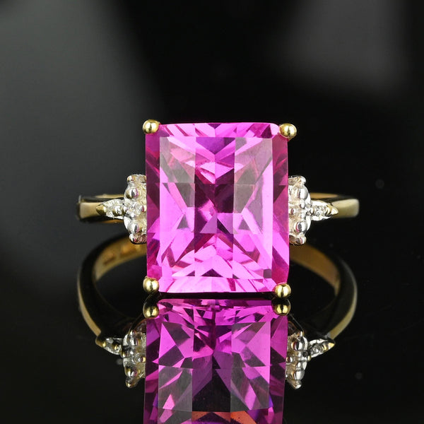 Diamond Fancy Cut Checkerboard Pink Sapphire Ring in Gold - Boylerpf