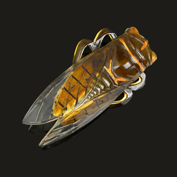 Antique French Art Deco Enamel Cicada Brooch
