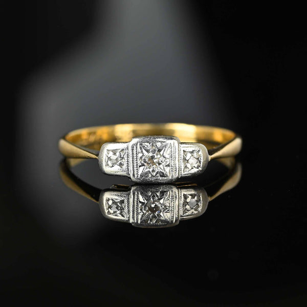 Art Deco Gold Platinum Star Rose Cut Diamond Ring - Boylerpf