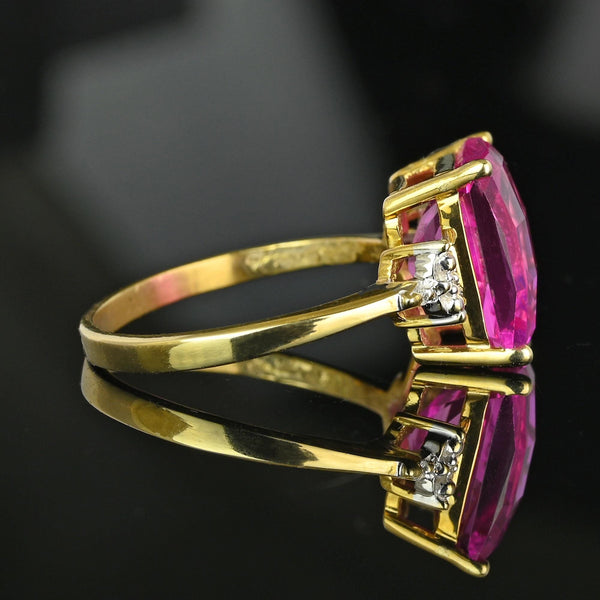 Diamond Fancy Cut Checkerboard Pink Sapphire Ring in Gold - Boylerpf