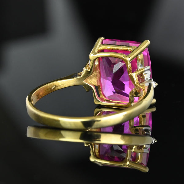 Diamond Fancy Cut Checkerboard Pink Sapphire Ring in Gold - Boylerpf