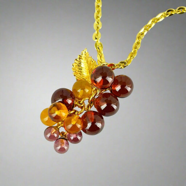 Fine 18K Gold Amethyst Citrine Garnet Grape Cluster Pendant - Boylerpf