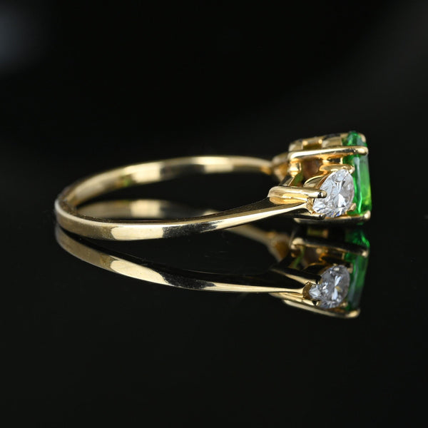 Pear Moissanite Tsavorite Green Garnet Ring in 14K Gold - Boylerpf