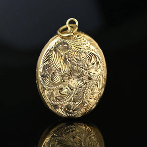 Antique Victorian 14K Gold Enamel Flower Locket - Boylerpf