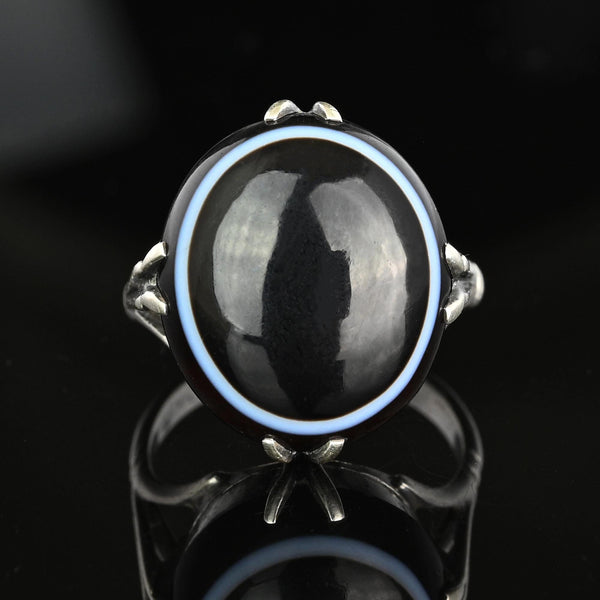 Antique Victorian Silver Banded Bullseye Agate Ring - Boylerpf