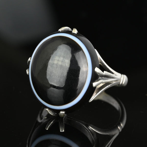 Antique Victorian Silver Banded Bullseye Agate Ring - Boylerpf